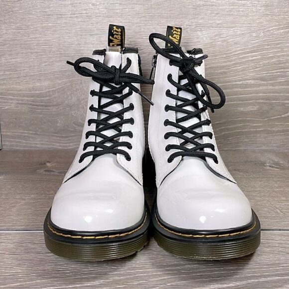 Dr Martens 1460 Pascal White Patent Leather 8-Eye Zip Women’s Sz 5 Combat Boots - Picture 2 of 11